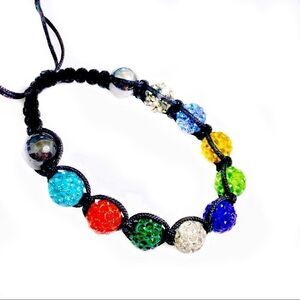 Multi color sparkling crystal bead bracelet 9 bead